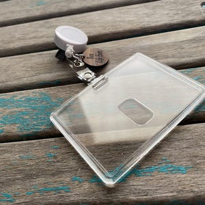 Badge Reel with Holder- with &quot;Best Life Ever&quot; or other wording of your choice - White and Clear