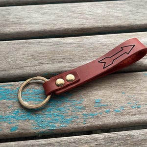 Red Leather Keychain - with an arrow