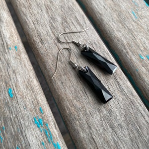 Black Drop Earrings - Jet Black Earrings - Unique Earrings