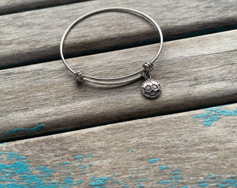 SALE- Soccer Bangle Bracelet- Adjustable Charm Bracelet