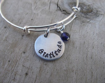 Gratitude Inspirational Bracelet- "Gratitude" with an accent bead of your choice