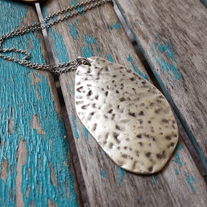 Abstract Freeform Silver Statement Necklace- Large Antique Silver Abstract Pendant, Rustic Pendant on your choice of chain