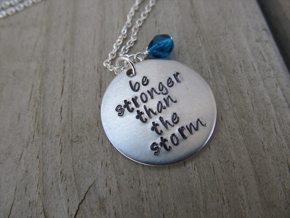 Inspiration Necklace be Stronger Than the Storm With an Accent Bead in Your Choice of Colors Hand stamped Jewelry Etsy Canada