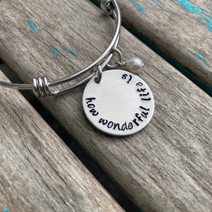 Inspiration Quote Bangle Bracelet: Stainless Steel, Accent Bead