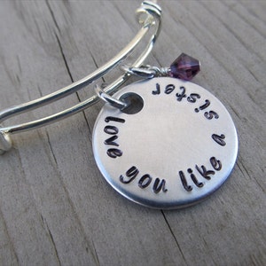 Friendship Bracelet- &quot;love you like a sister&quot; with an accent bead of your choice