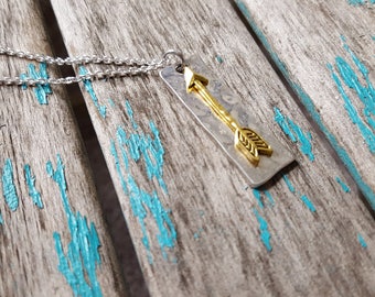 Arrow Necklace- Silver and Gold Arrow Pendant, on your choice of chain