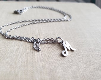 Initial Necklace- Initial M - Stainless Steel Necklace