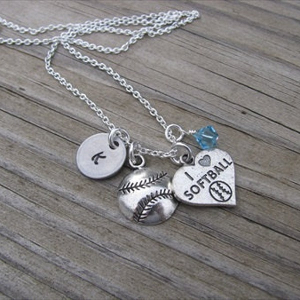 Softball Necklace Etsy