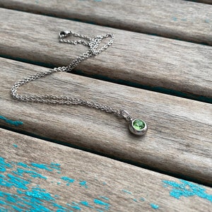 Green and Stainless Steel Drop Necklace -with chain of your choice