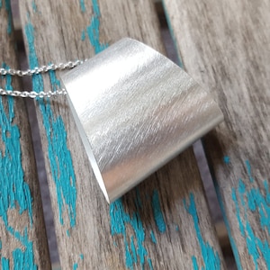 Brushed Silver Statement Necklace- Large Silver Pendant, on your choice of chain