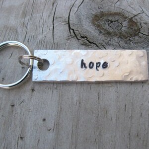 Hand Stamped Aluminum Keychain: Inspirational &#39;Hope&#39; Gift