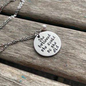 She Believed Inspiration Necklace She believed she could so she did with an accent bead of your choice image 1