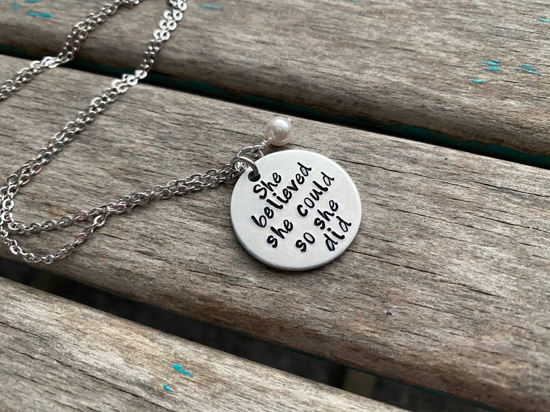 She Believed Inspiration Necklace She believed she could so she did with an accent bead of your choice image 1