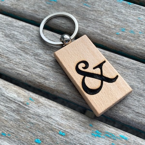 Ampersand Keychain- &quot;&&quot; -Wood Keychain