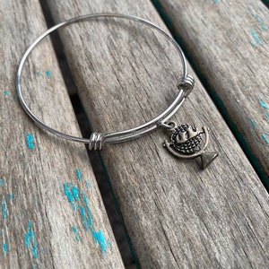 SALE- Globe Bangle Bracelet- Adjustable Charm Bracelet