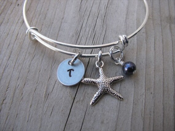 Engraveable ID Bracelet with Starfish Charm Sterling Silver Adjustable Engraveable ID Bracelet with Starfish Charm Sterling Silver Adjustable