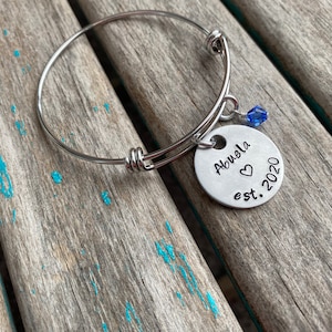 Personalized Abuela Bangle Bracelet: Hand-Stamped Spanish Grandmother Gift