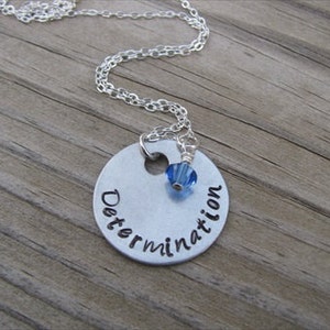 Inspiration Necklace Hand-Stamped Determination with an accent bead in your choice of colors image 1