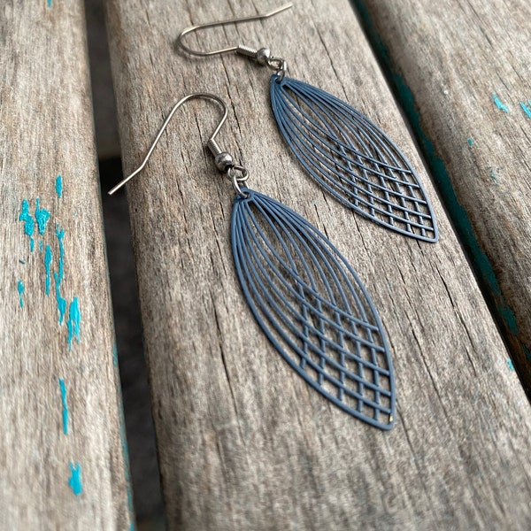 Blue Grey Drop Earrings - Trendy Earrings - Unique, and Lightweight Earrings