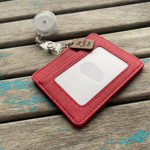 Badge Reel with Holder- with wording of your choice - Red and Clear