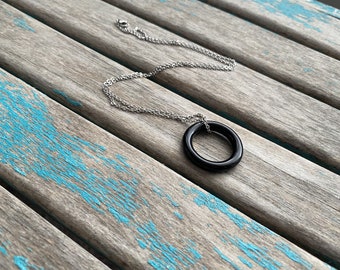 Black Ring Necklace Chain For Wedding Ring Black Circle Necklace