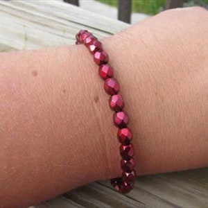 Metallic Red Beaded Bracelet