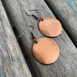 Antique Copper Earrings- Wavy Coin