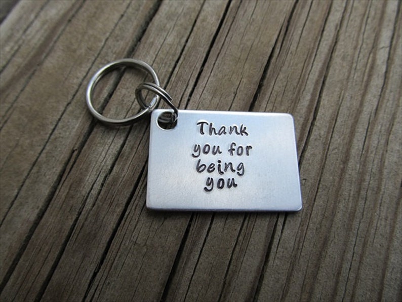 Thank You Inspirational Keychain HandStamped Keychain Etsy