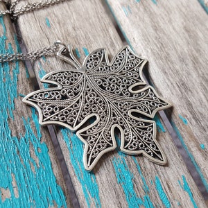 Leaf Statement Necklace- Large Antique Silver Leaf Pendant, Rustic Pendant, on your choice of chain