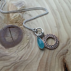 Copper and Blue Necklace-  Modern, Versatile Necklace