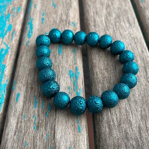 Chunky Turquoise Beaded Bracelet: Unique Handmade Bold Statement Piece