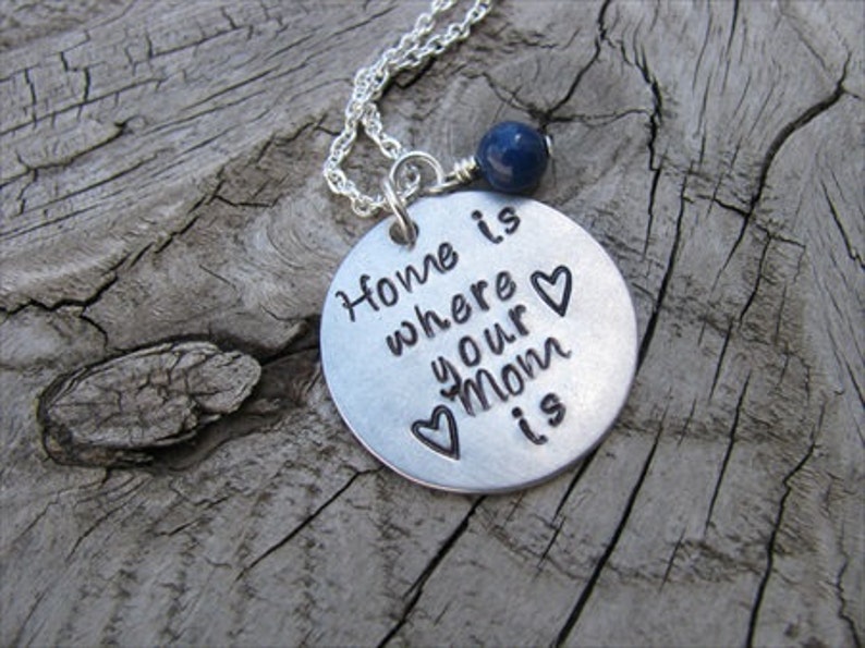 Mom Necklace HandStamped Jewelry Home is where your Etsy