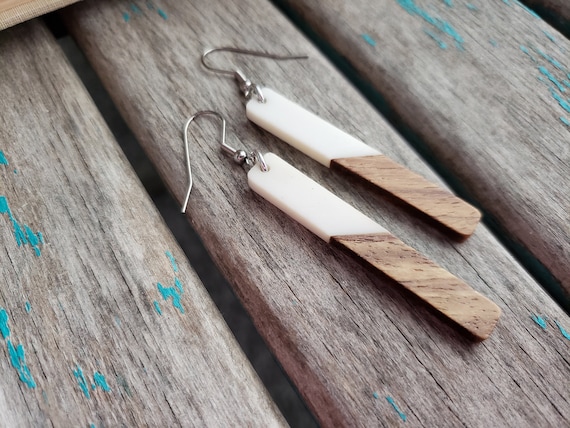 Wood and acrylic sale earrings