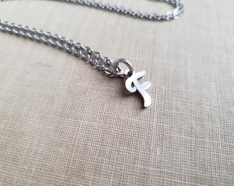 Initial Necklace- Initial F - Stainless Steel Necklace