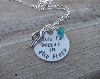 Inspiration Necklace- "life is better in flip flops" with flip flop charm and an accent bead of your choice