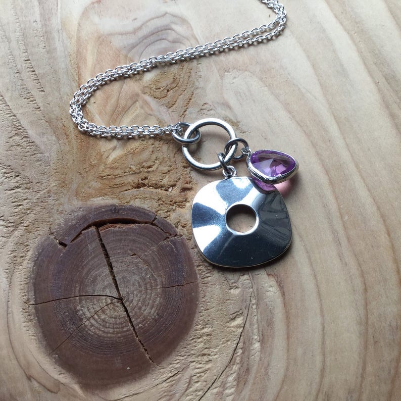 Pink Glass and Metal Necklace Silver Necklace ONLY 1 AVAILABLE Cluster Drops