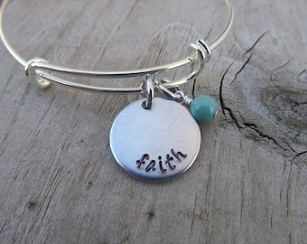 Faith Inspiration Bracelet- Hand-Stamped "faith" Bracelet with an accent bead in your choice of colors