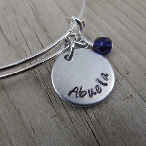 Abuela Bracelet: Hand-Stamped Aluminum Bangle with Accent Bead
