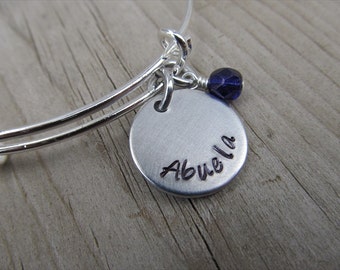 Spanish Grandmother's Bracelet- Hand-Stamped "Abuela" with an accent bead in your choice of colors- Hand-Stamped Jewelry