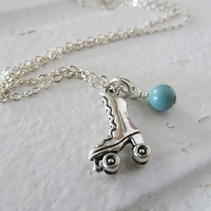 Roller Skating Necklace -Roller Skate Charm with an accent bead in your choice of colors