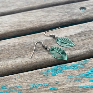 Mint/Jade Green Leaf Earrings - Unique, Small, and Lightweight Earrings