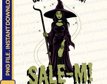 Retro Salem Witch Png, Salem Witch Club Png, Witch Trials Png, Halloweentown Shirt Design, Halloween Png, Fall DTG Design, Spooky Season Png