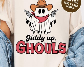 Giddy up, Ghouls Country Halloween Cowboy Ghost Png, Fall DTG Printable Design, Howdy Halloween Design, Western Halloween, Boo Halloween
