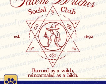 Salem Witch Club Png, Salem Witch Co, Witch Trials Png, Halloweentown Shirt Design, Halloween Png, Fall DTG Design, Spooky Season Png