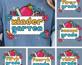 Preppy Back to School Bundle Png, Teacher Shirt Png Bundle, Fifth Grade Teacher png, Teacher Png, Kindergarten Teacher Png, Teacher Gift Png