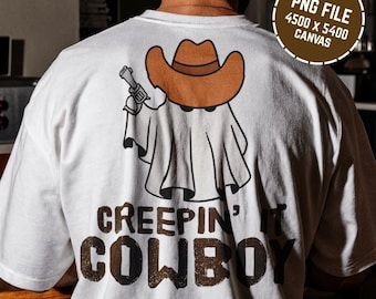 Country Halloween Cowboy Ghost Png, Fall DTG Printable Design, Howdy Halloween Design, Ghost Png, Spooky Season png, Vintage Halloween Png