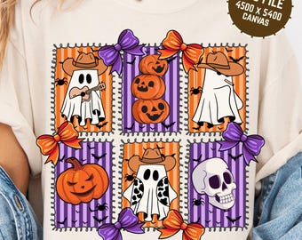 Preppy Country Halloween Cowboy Ghost Png, Fall DTG Printable Design, Howdy Halloween Design, Western Halloween, Coquette Halloween Png