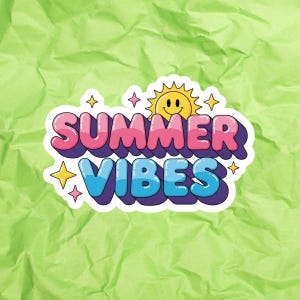 Helle Sommer Vibes Vinyl Aufkleber, lustige Sommer Aufkleber, ästhetische Wanddekoration, fröhliches Geschenk für Jugendliche, bunte Autodekorationen