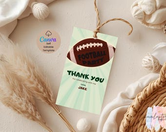 Editable Football Thank You Tags | Game Time Birthday Favor | Digital Download