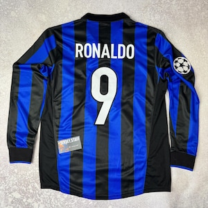 Ronaldo 9 Inter Milan Jersey FC 1997 1998 Retro Football Vintage Shirt Trikot Home Blokecore Y2k Italy Kit Camiseta Soccer White Long Sleeve